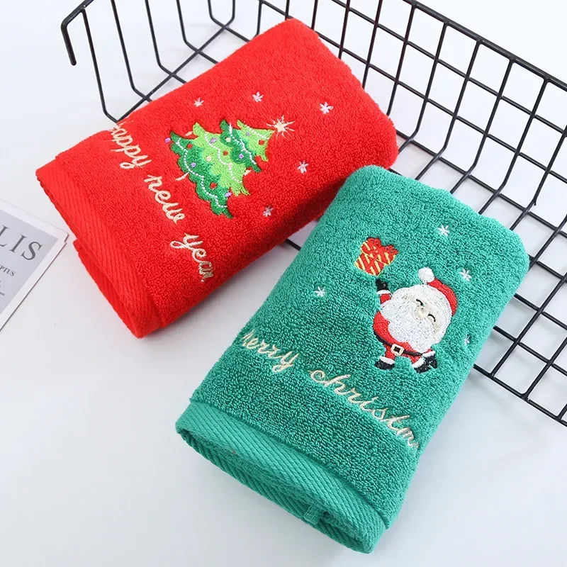 New Xmas Face Towel Christmas Decor Red Santa Claus New Year Gift Home Bathroom Washing Hand Face Towel Cloth Man Woman