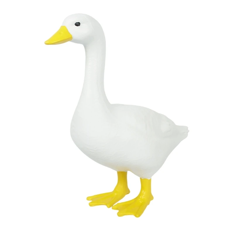 Resin White Gooses Statue, 35 Standing Yard Figure with Yellow Beak and Feet for Porch, Lawn, Pondside, Entry and Home B03E