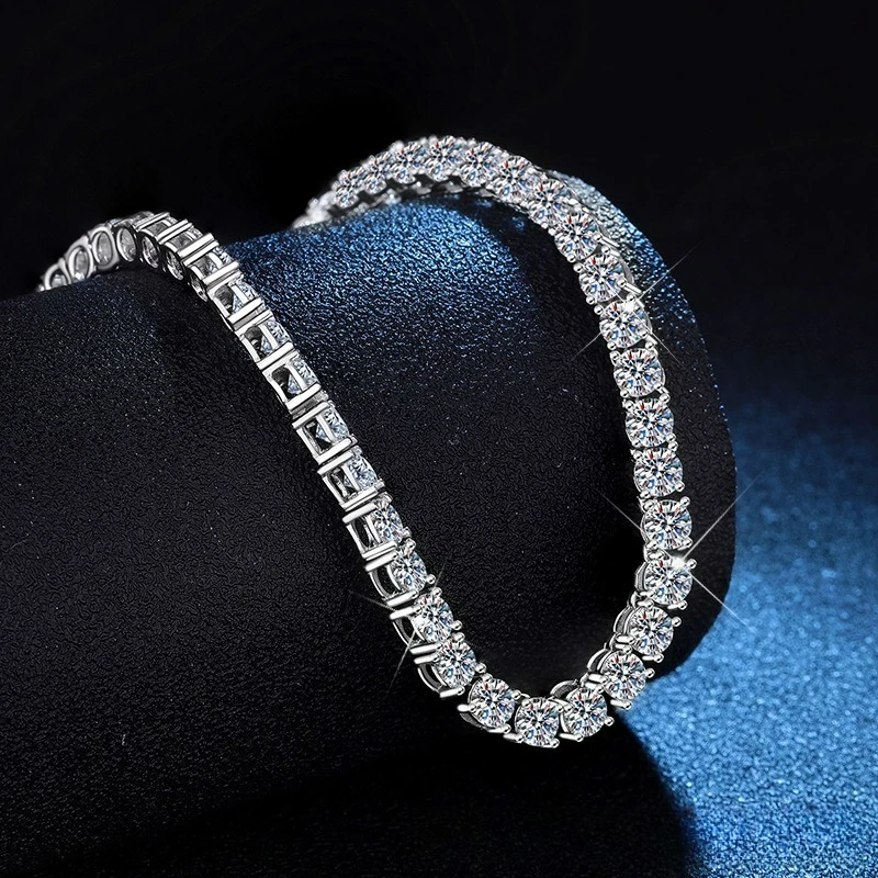 European and American Hip Hop Necklace Moissanite Tennis Necklace Platinum PT950 18K Gold Hip Hop Men's and Women's Necklace