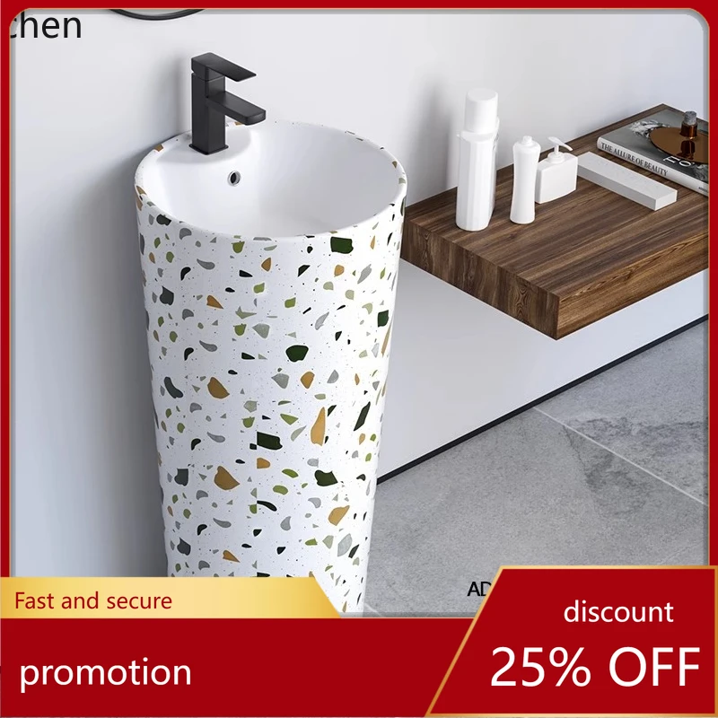 HT column basin Floor-to-ceiling wash basin Terrazzo integrated ceramic  Balcony  Personality bed and breakfast one-piece