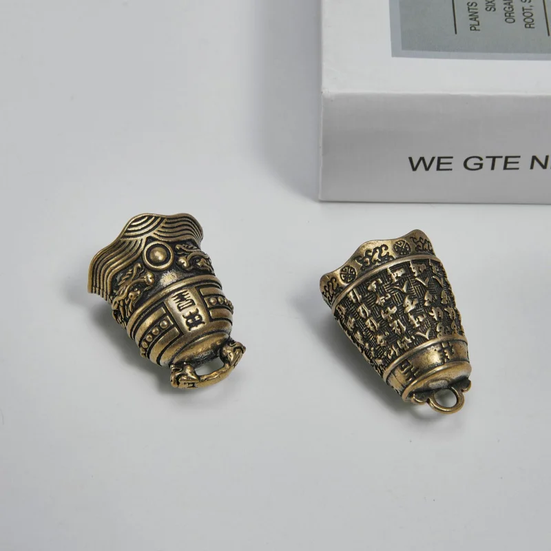 Brass Vintage Ancient Emperor Bell Keychain Pendant Handmade Ancient Style Heart Sutra Bell Ornaments