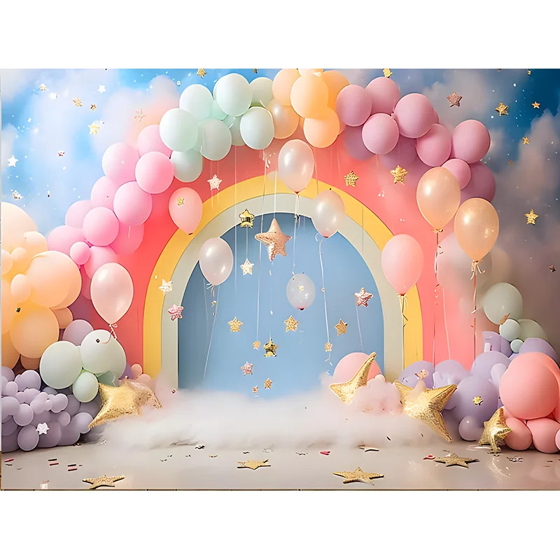 Balon udara panas bintang serbaguna fotografi Digital spanduk latar belakang pesta ulang tahun dekorasi putri duyung ZI-03 latar belakang