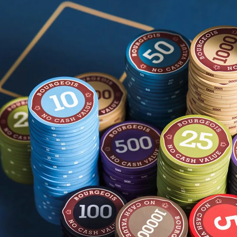 10pcs 43mm Texas Hold'em Ceramic Poker Chips, Professional with Face Value, Mahjong Chip Coins Board Game Table Games
