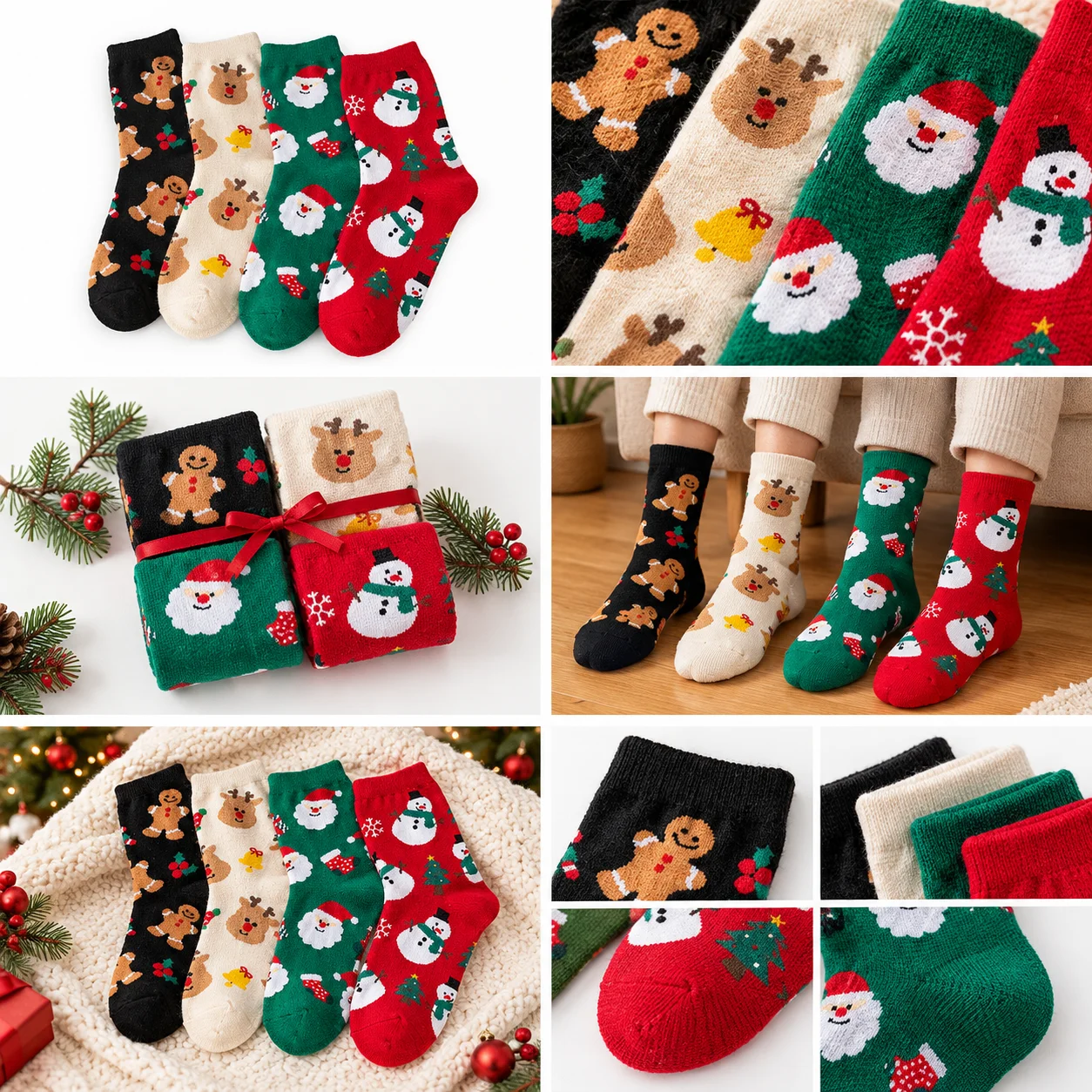 2/4/8/12 Pairs Children Socks Christmas Socks For Kids Knitted Cotton 3-14 Years Cozy Comfy Toddler Leg Warmers Girls Boys Socks