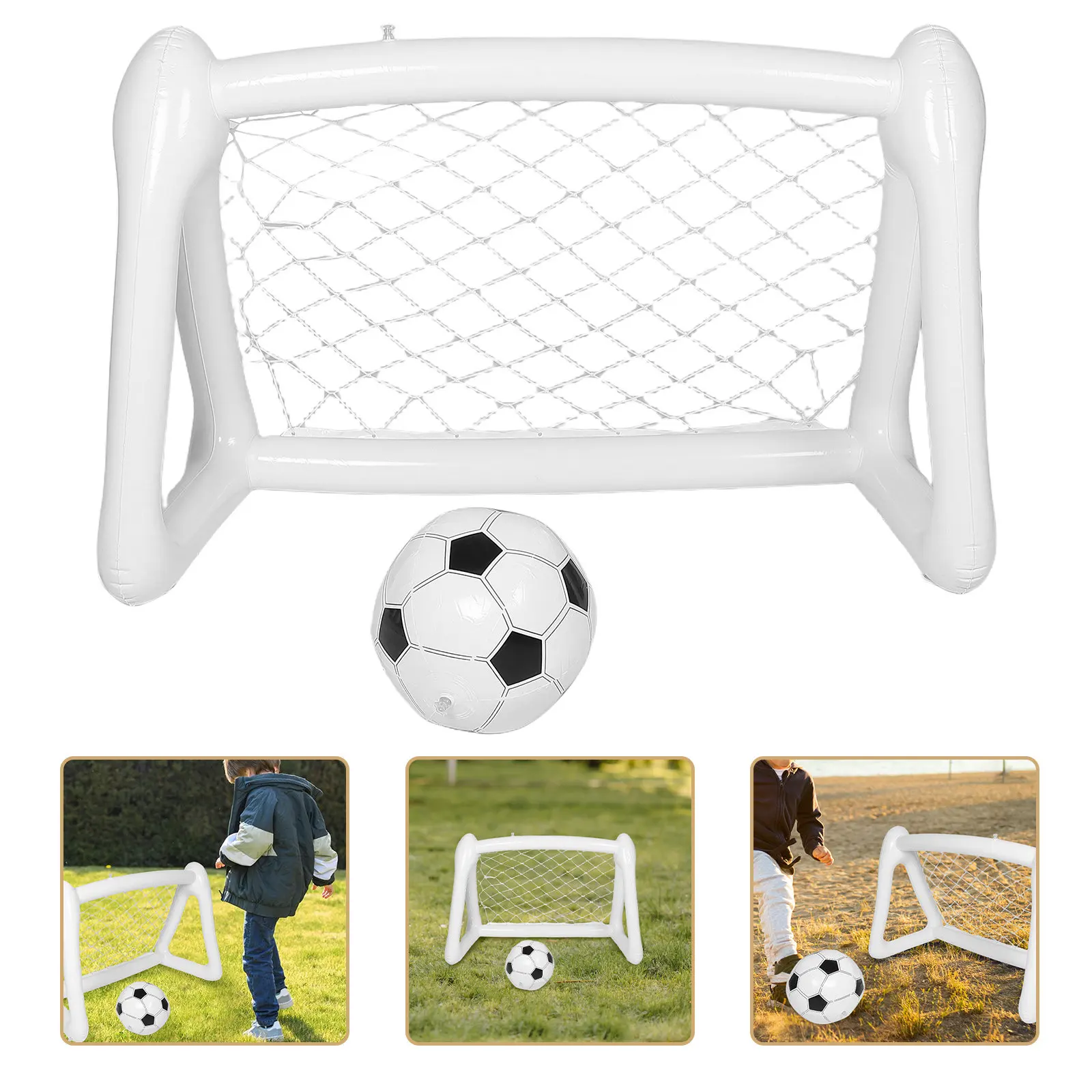 

Portable Soccer Goal Set Kids Inflatable Net Backyard Practice Equipment Foldable Goal Frame Portable Soccer Goals