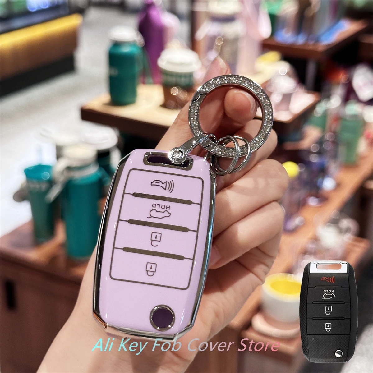 Key Fob Cover for Kia Forte Optima Rio Sedona Sorento Soul Sportage Hyundai Elantra Genesis Sonata Keychain Lanyard