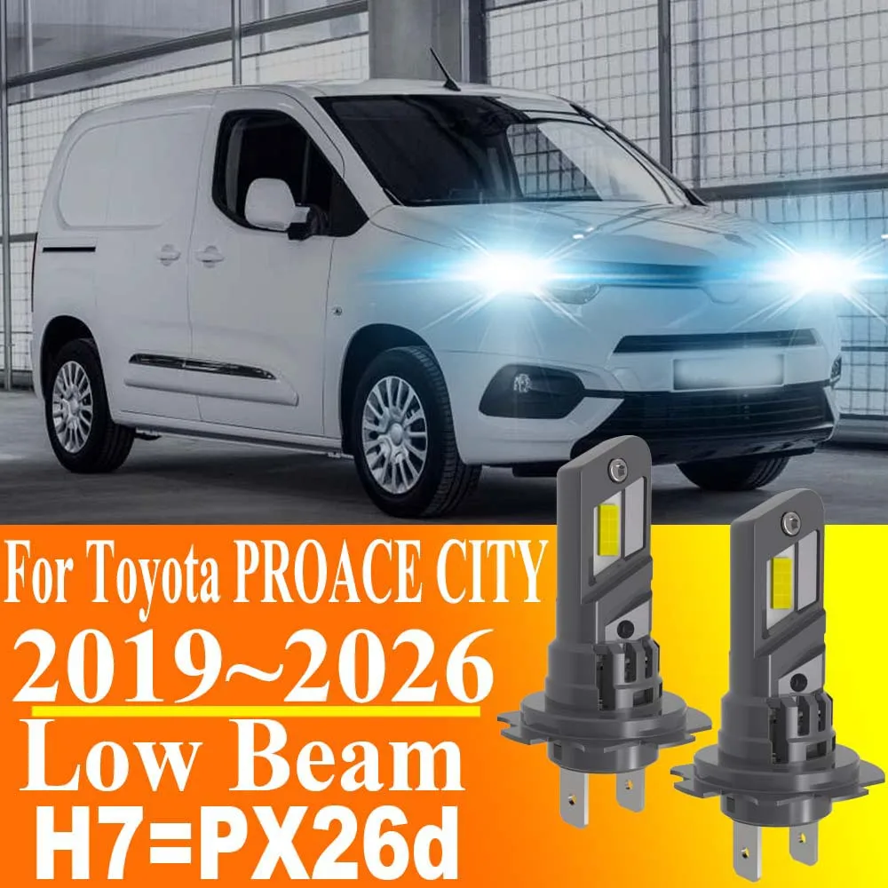 2pcs H7 PX26D LED Headlight Car Bulbs High Power 12V 55W White Light Diode Lamp Canbus Error Free for Toyota Proace City 2019-20