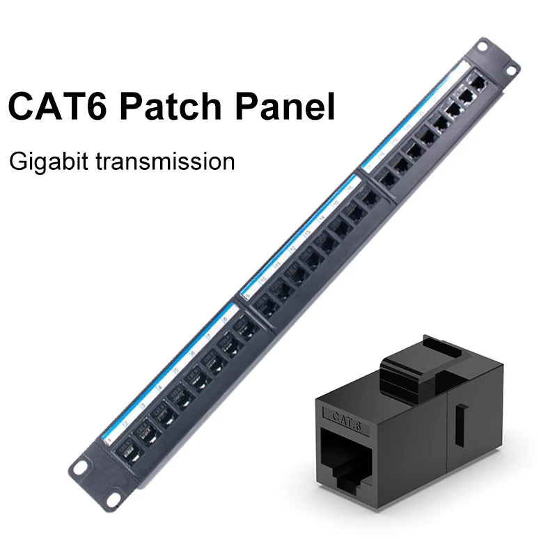 OMAY,24-port CAT6A distribusi panel jalur lurus koneksi Lan Coupler kabel jaringan RJ45 19in1U tes rak LATAR BELAKANG