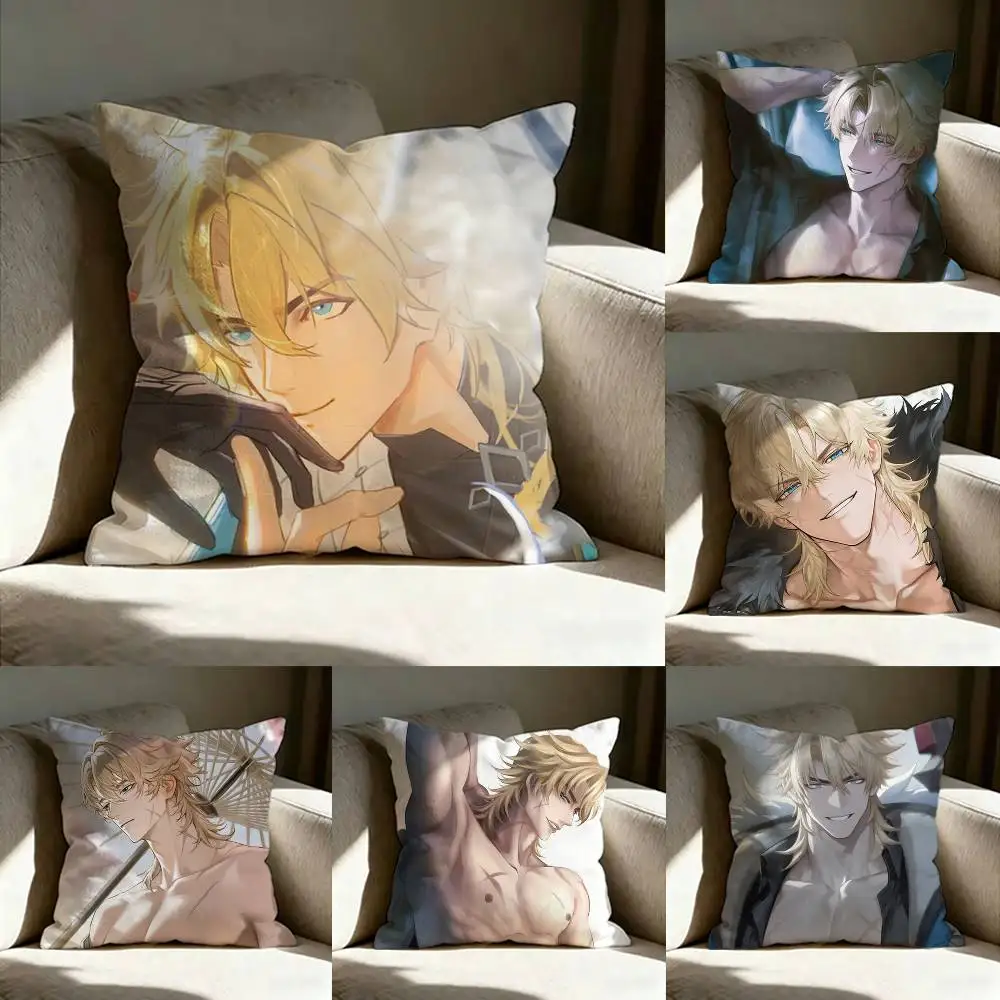 V-Varka G-Genshin Pillow Case Living Room Sofa Cushion Cover Suitable For Home Bedroom Room Decoration