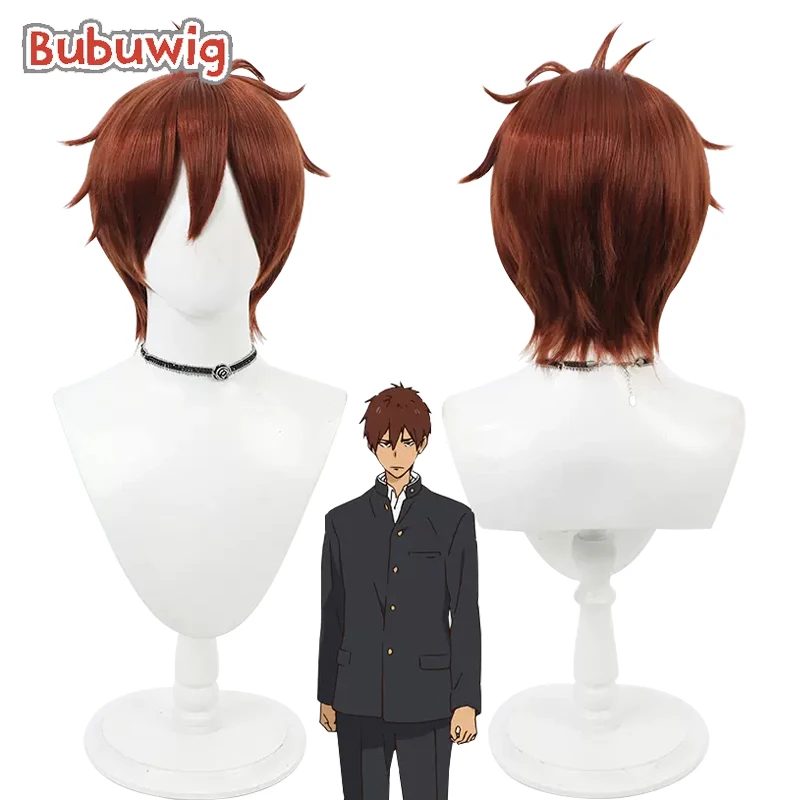 

Bubuwig Synthetic Hair Kaito Onogi Cosplay Wigs Tsurune Kaito Onogi 30cm Short Straight Red Brown Men Cos Wig Heat Resistant