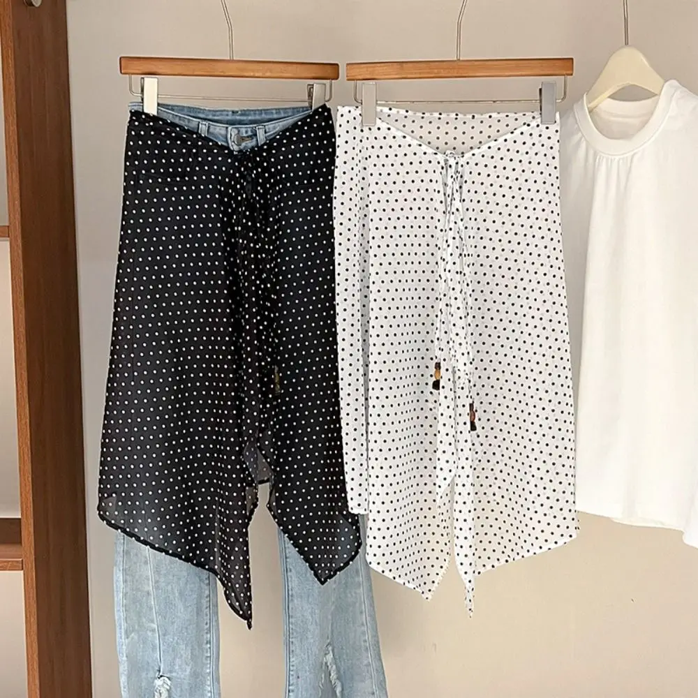 High Waist Lace Midi Skirt Irregular Side Slit See Through Polka Dot Irregular Side Slit Skirt Harajuku Y2K Streetwear