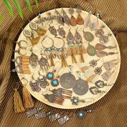 Vintage Ethnic Geometric Brown Drop Earrings for Women Elegant Personality Vacation Casual Daily Earrings Boho Jewelry