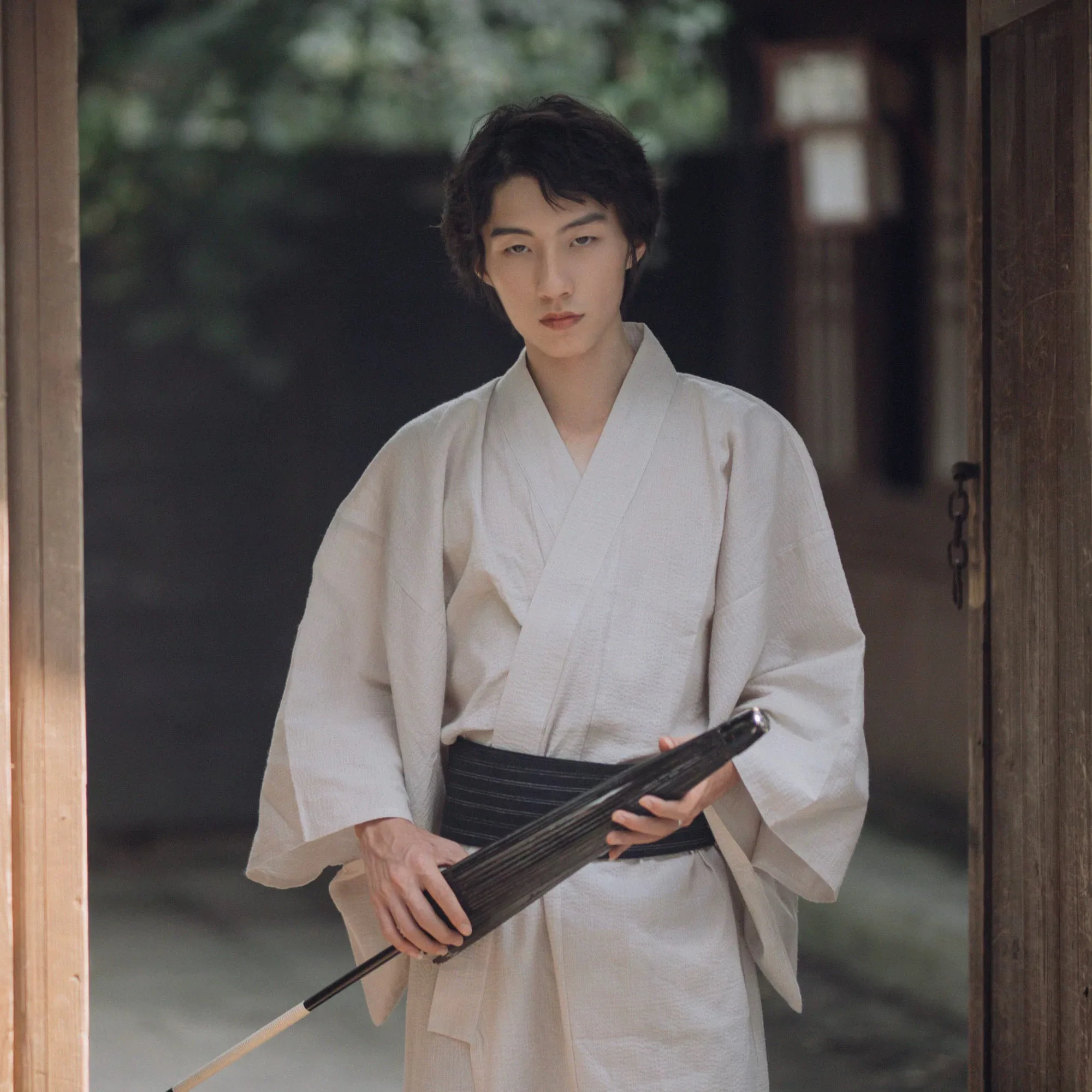 Summer Navy Japanese Traditional Samurai Kimono For Men Yukata Bathing Robe Hekoobi Loose Style Homewear Belt Long Gown Cotton