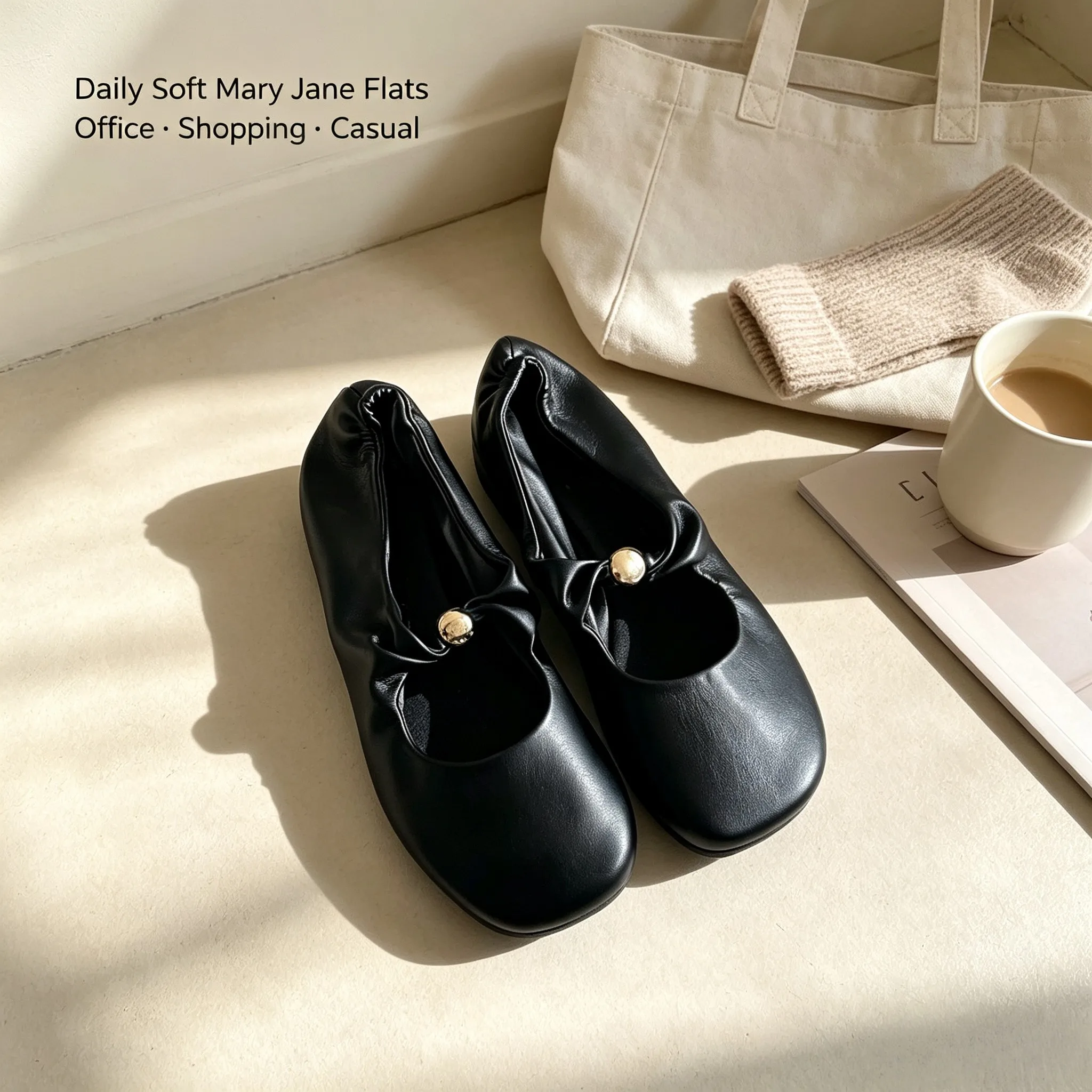 Hot-selling New Summer Style Soft-soled Mary Jane Flats Featuring A Pleated Single Strap Perfect for Travel and Commuting Gifts