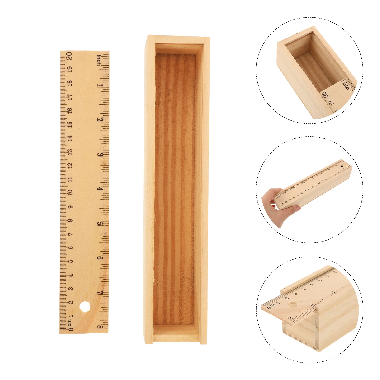 Solid Color Pencil Case Wood Manual Large Capacity Kids Wooden Sturdy Eco-friendly