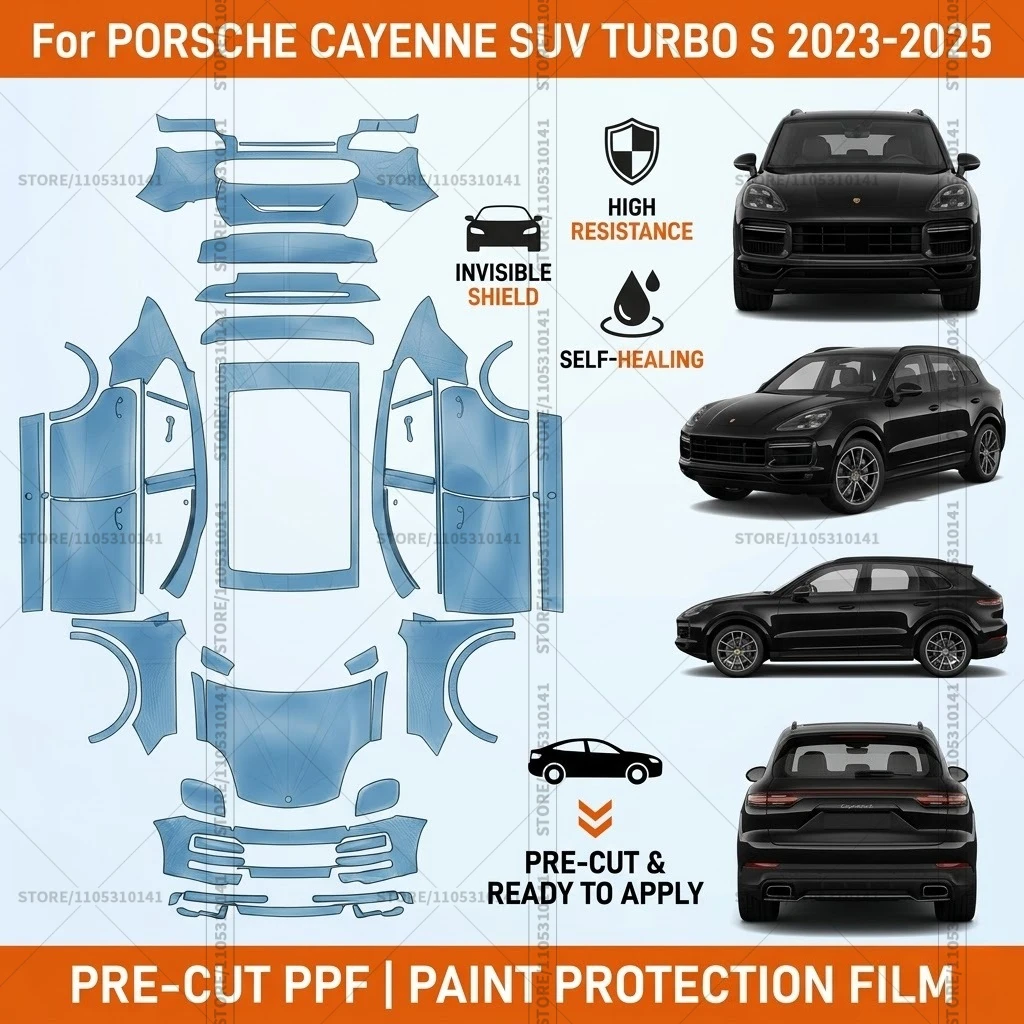 

Pre-Cut Paint Protection Film PPF Transparent Bumper Protector Automotive Bra Car Film For Porsche Cayenne SUV Turbo S 2023-2025