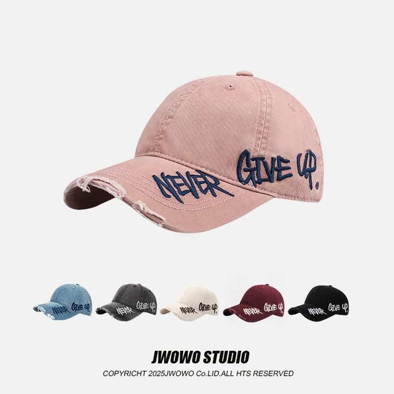 Бейсбольная кепка Never Give Up с вышивкой для мужчин и женщин, весенне-летние солнцезащитные шляпы, хлопковая шляпа Snapback, рваные кепки в стиле хип-хоп, дальнобойщика, шляпа Бейсбольная кепка Never Give Up с вышивкой для мужчин и женщин, весенне-летние солнцезащитные шляпы, хлопковая шляпа Snapback, рваные кепки в стиле хип-хоп, дальнобойщика, шляпа