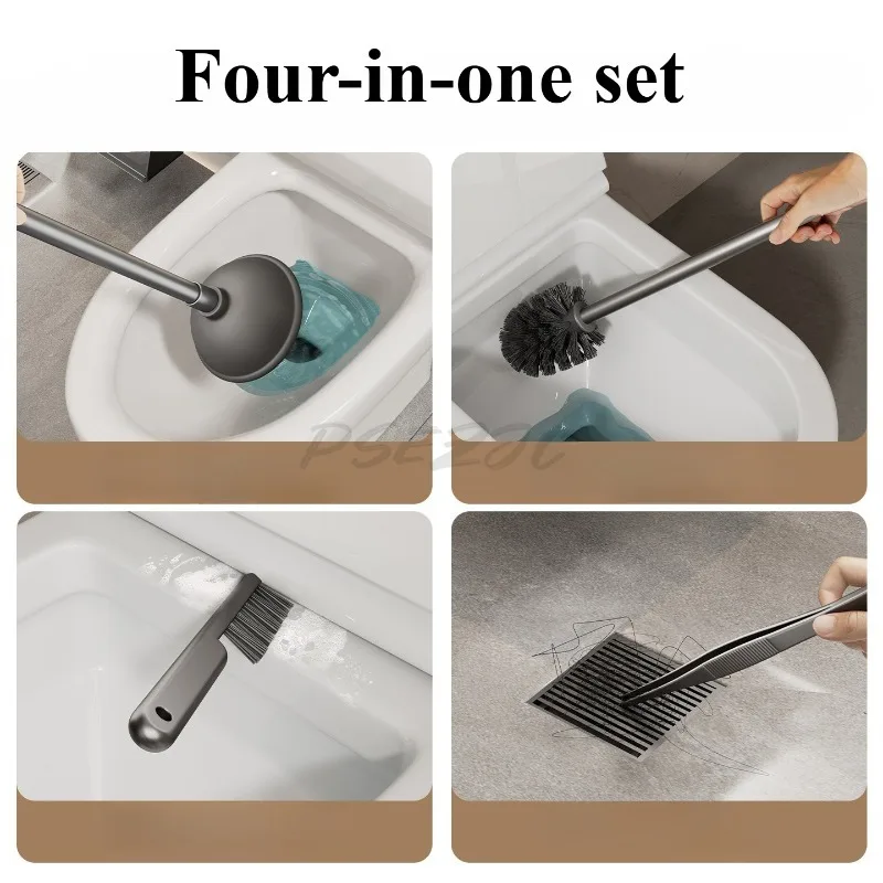 Toilet Brush Storage Rack Household Bathroom Wall Mounted Toilet Specific Brush Toilet Plunger Cleaning Set