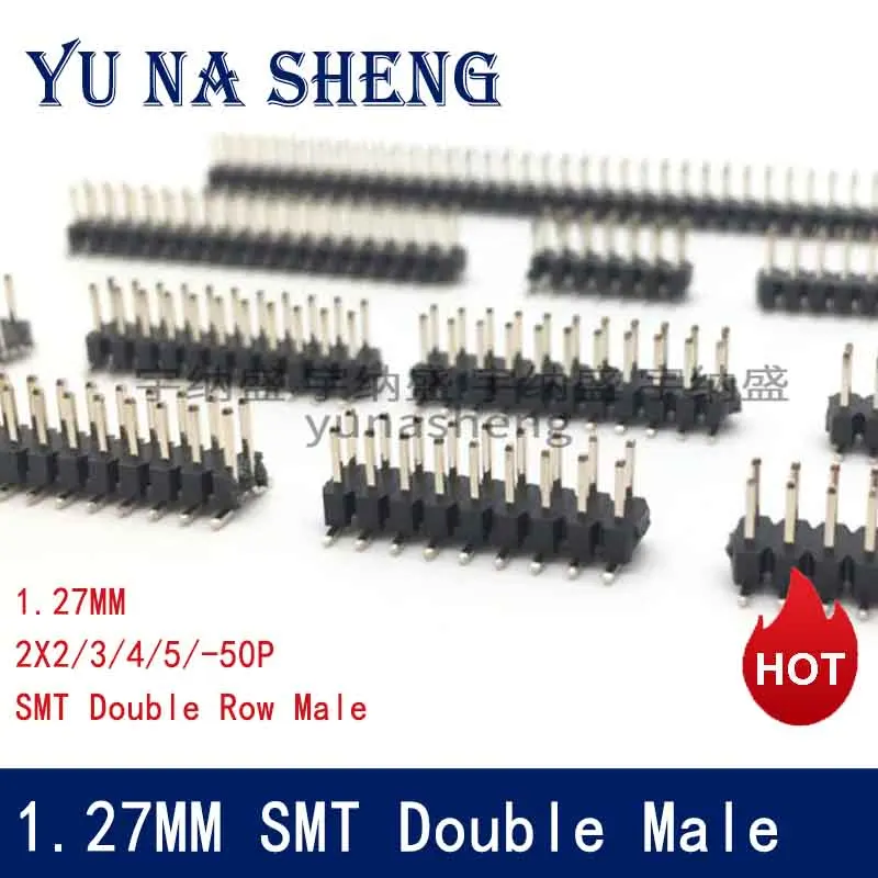 10PCS SMT 1.27 mm Double Row Male Breakaway PCB Board Pin Header Connector Pinheader 2*3/4/5/6/7/8/10/12/15/20/40p 3-50P 2x50p