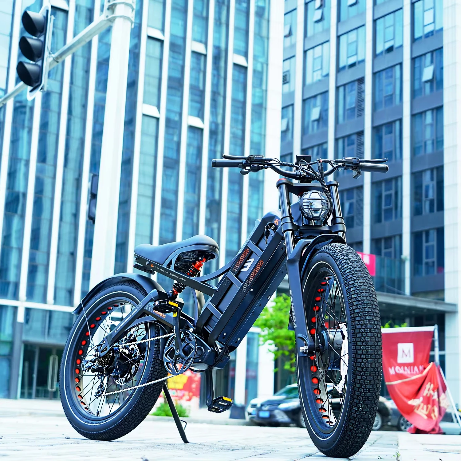 Electric Mountain Ebike 26 Inch Full Suspension 100OW for Trail Riding Adults With Hydraulic Disc Brakes