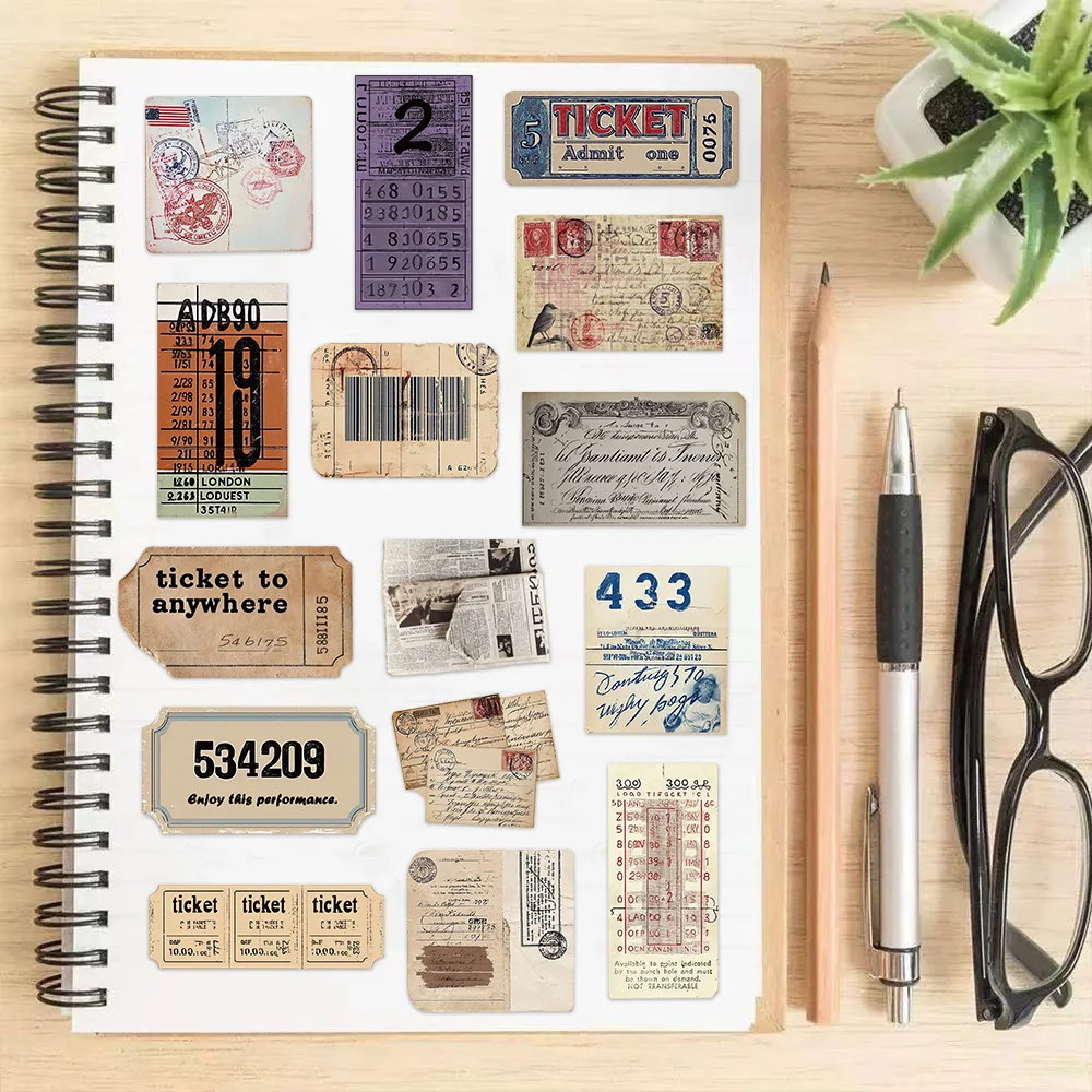 50 STKS Retro Design Stempel Decoratie Stickers DIY Plakboek Telefoon Case Laptop Tablet Speelgoed Decoratie Stickers