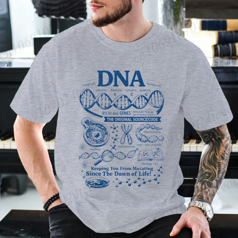 Unisex DNA Vintage Science T-shirt 90s Academic Molecular Biology Diagram Graphic Tee Retro Biology Print Casual Streetwear Tops