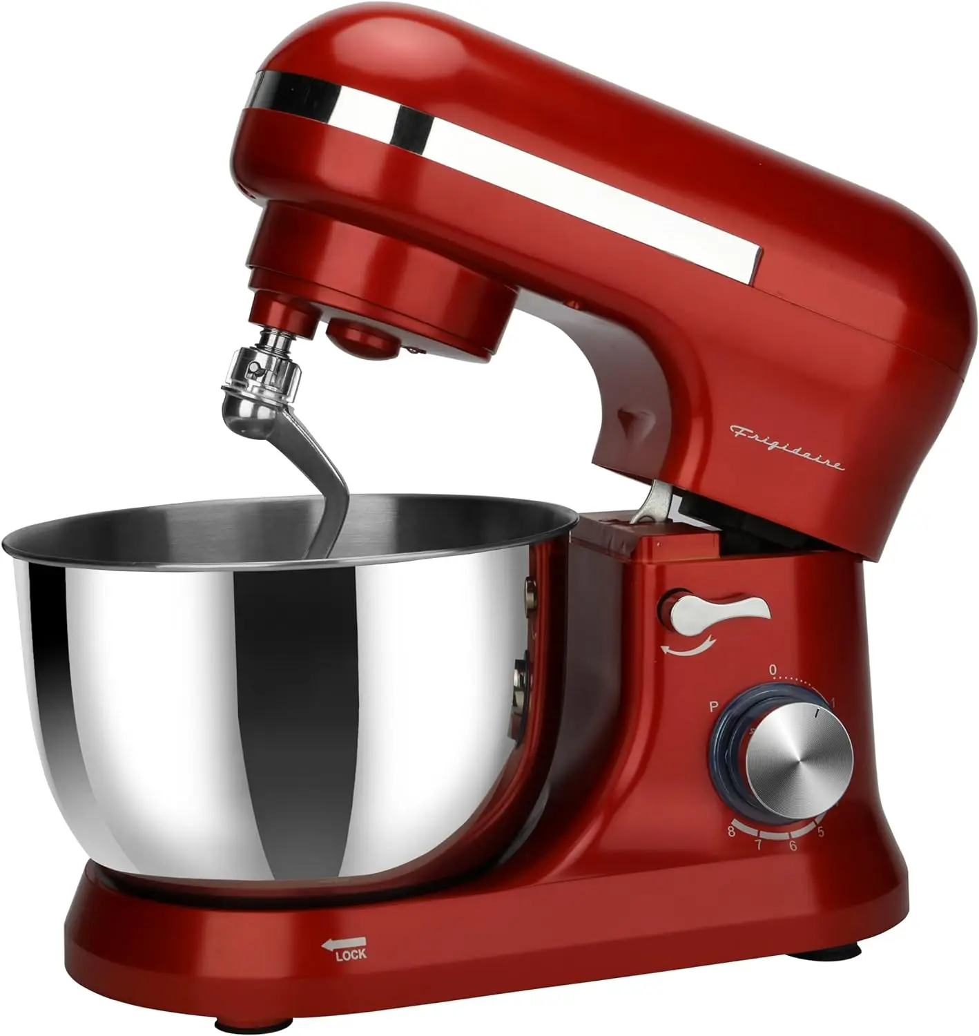 Frigid aire ESTM020-RED Retro-Elektro-Stand mixer, 4,75 Liter/4,5 l, 8 Geschwindigkeiten mit Schneebesen, Teig haken, flacher Schläger