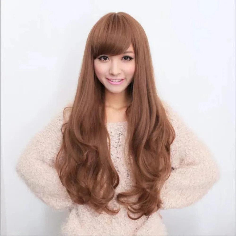 Music Festival Match Fashion Side Swept Bangs Wig Ball Woman Long Curly Hair Cocktail Party Woman Dress Up Big Wave Long Hair