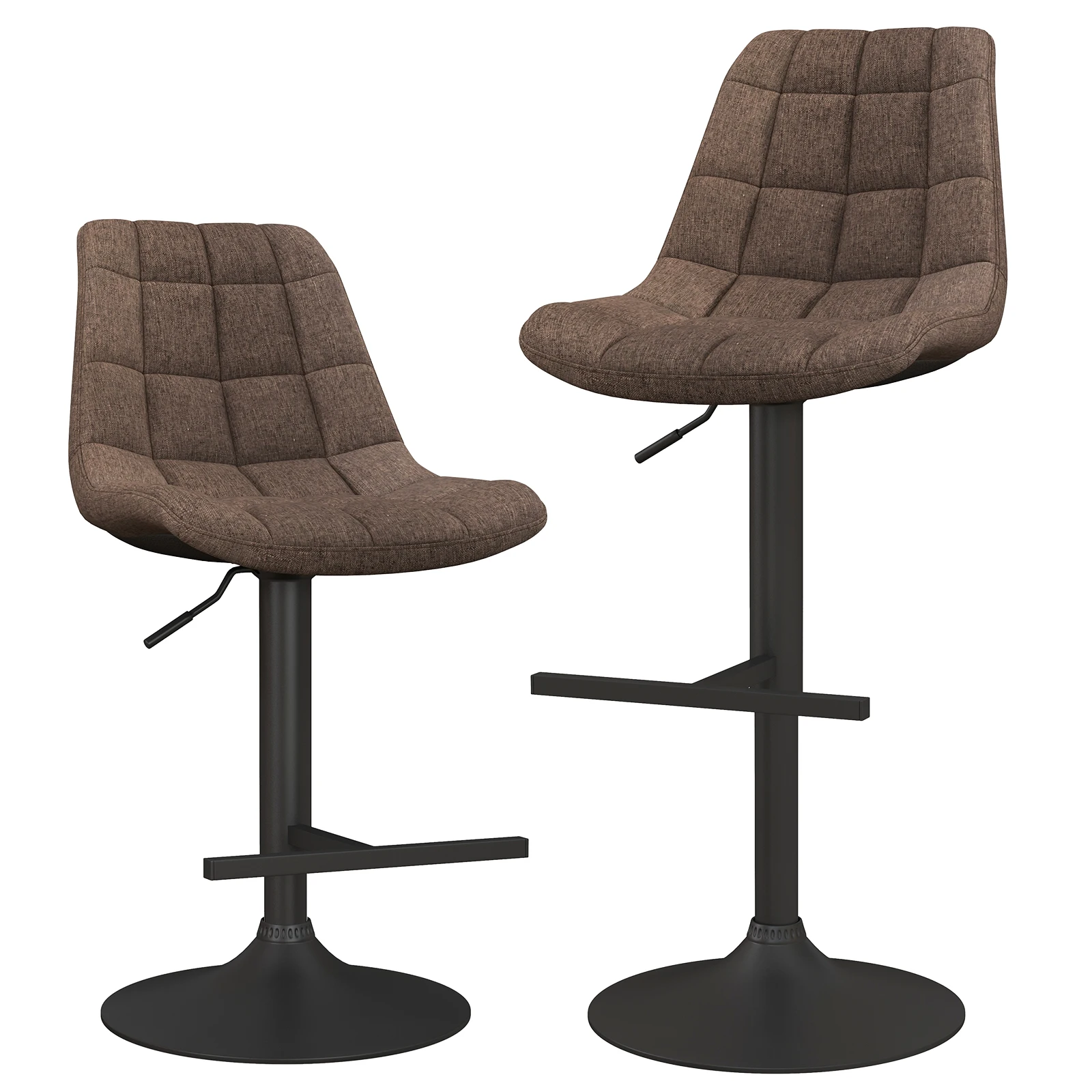 GOFLAME Height Adjustable Bar Stools Set of 2 360°Swivel Upholstered Bar Chairs