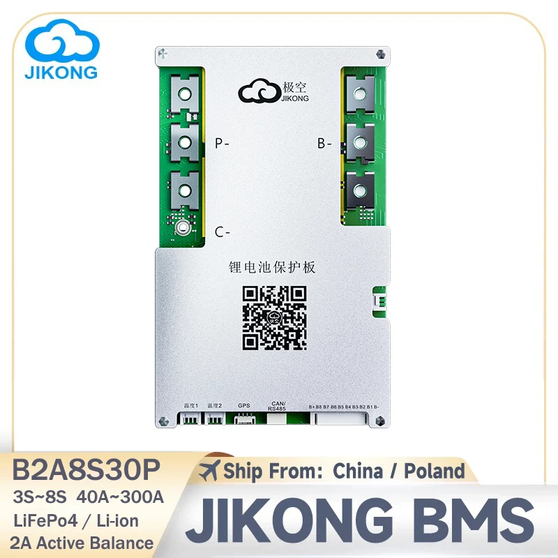 Jikong bmsスマートリチウムイオンバッテリー、アクティブバランス、充電および放電保護、jk bms、b2a8s30p、2a、300a、4s〜8s、lipod4