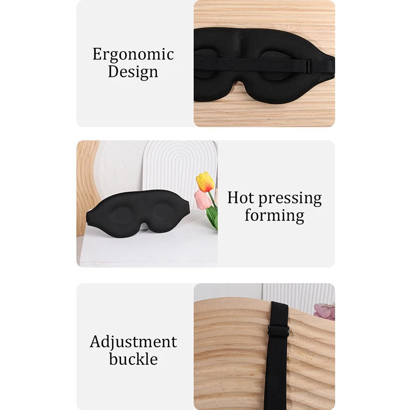 3D Eye Mask Adjustable Suitable For Men And Women With No Pressure On The Eyes Breathable And Light Blocking Eye Mask Black