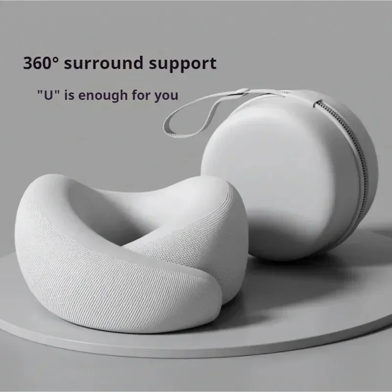 Memory Foam U Shaped Neck Pillow Travel Pillow for Airplane Car Office Nap Cervical Support with Portable Storage Box