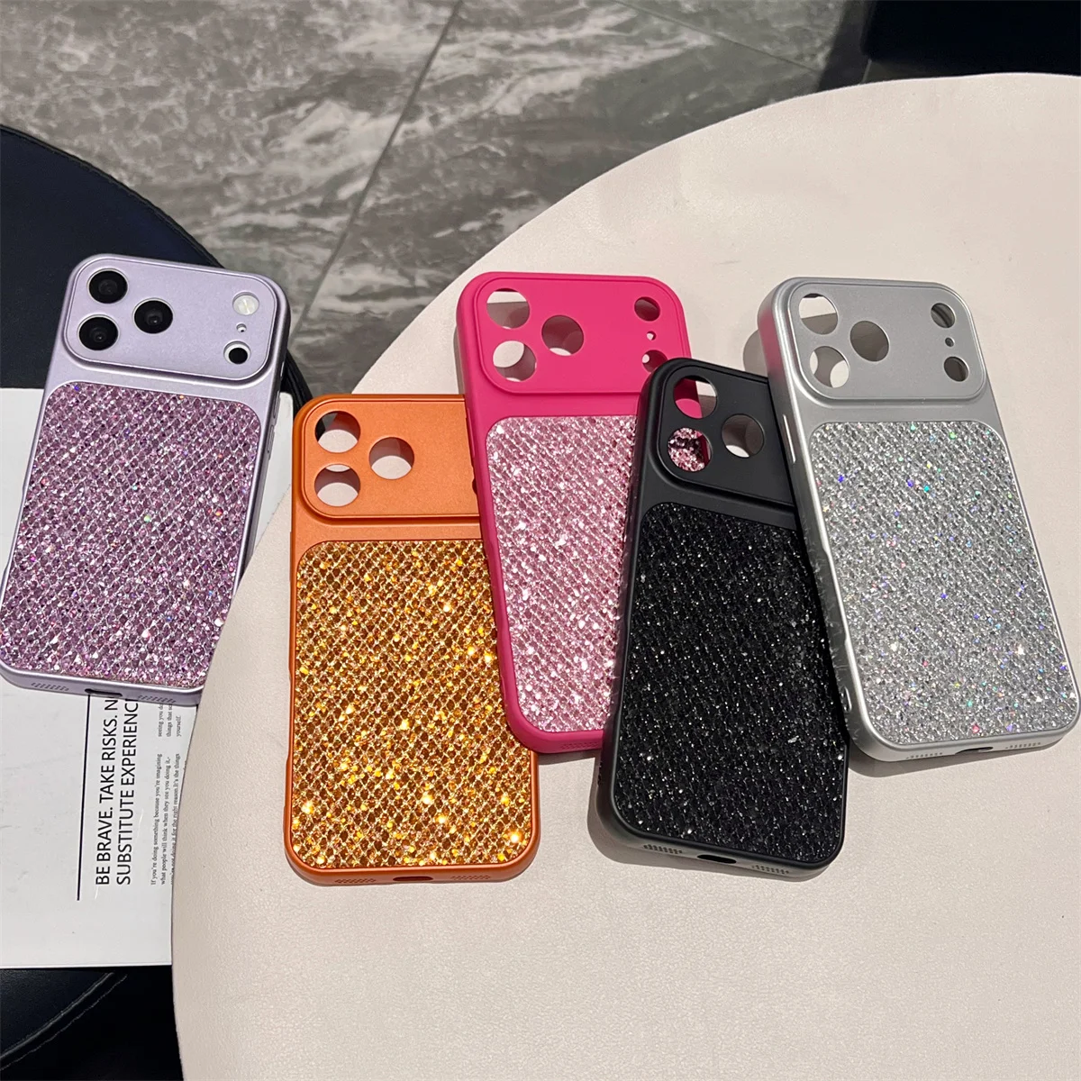 Luxuriöse Glitzer-Rhombus-Gitter-Pailletten-TPU-Handyhülle für iPhone 17 Air 16E 15 14 Plus 13 12 11 Pro Max Weiche Schutzhülle