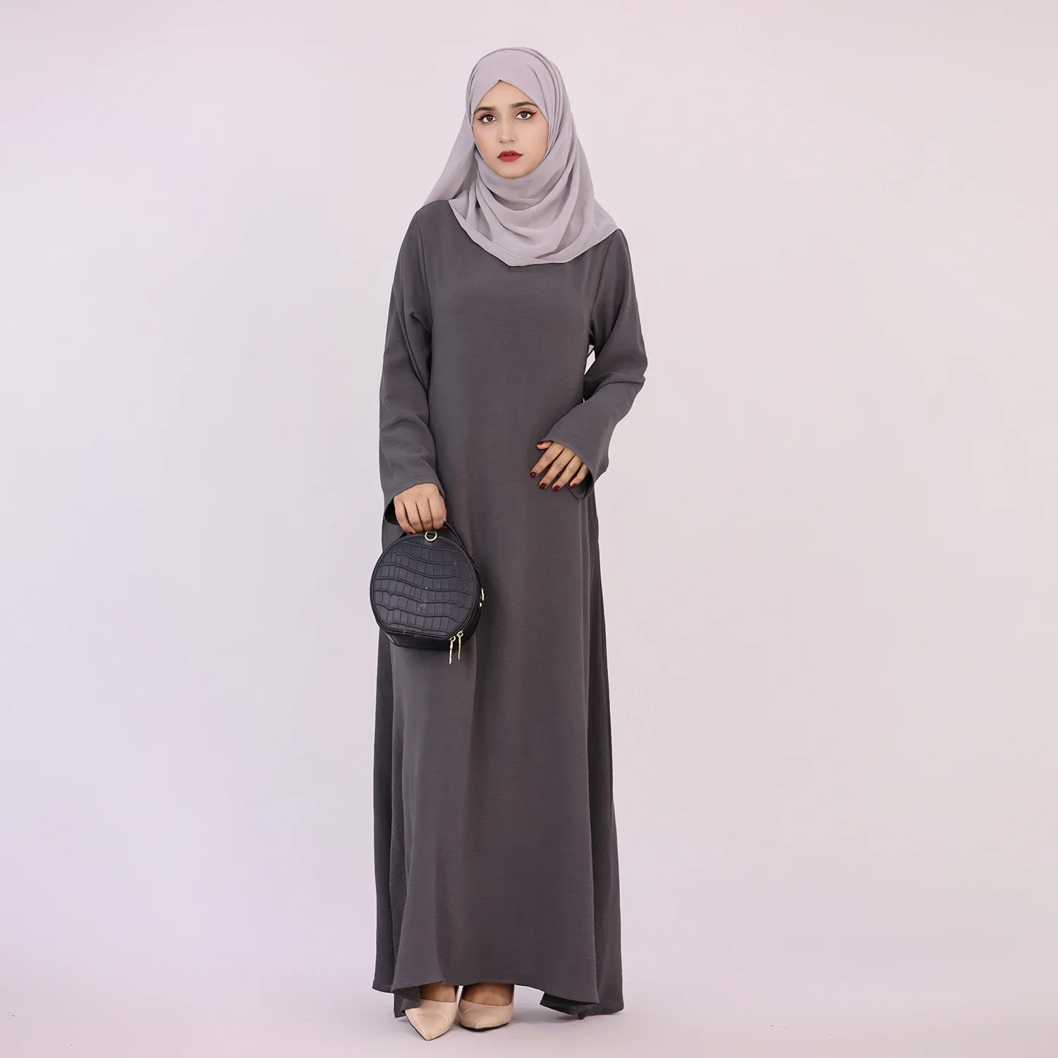 

Plain Abaya for Women Islamic Casual Long Inner Dress Dubai Turkish Muslim Hijab Robe Eid Jazz Crepe Modest Dresses Under Abayas