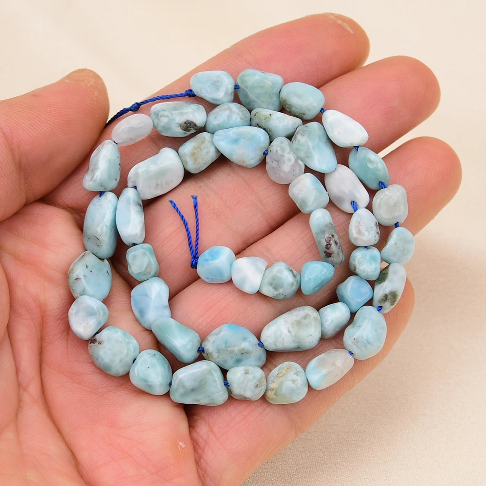 APDGG 5 Strands Natural Blue Larimar Freeform Nugget Beads Gems Stone 15.5