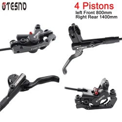 TESNO Bike Hydraulic Disc Brake 4 Piston MTB parts  Bicycle Accessories  Caliper Left Front  Right Rear 800mm/1400mm oil Kit Set