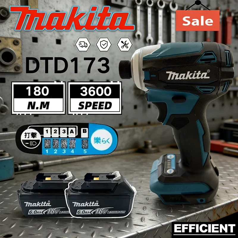

Аккумуляторный ударный шуруповерт Makita DTD173 (1800 об/мин, 180 Нм, бесщеточный двигатель) для дерева, болтов и работы в режиме T-Mode