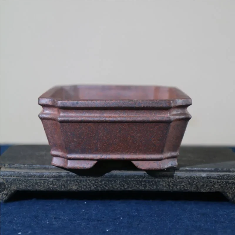 Purple Clay Flowerpot Dragon Kiln Wood-fired Rectangular Bonsai Pot Zen Style Horse Trough Flower Pot Chinese Desktop Bonsai Pot