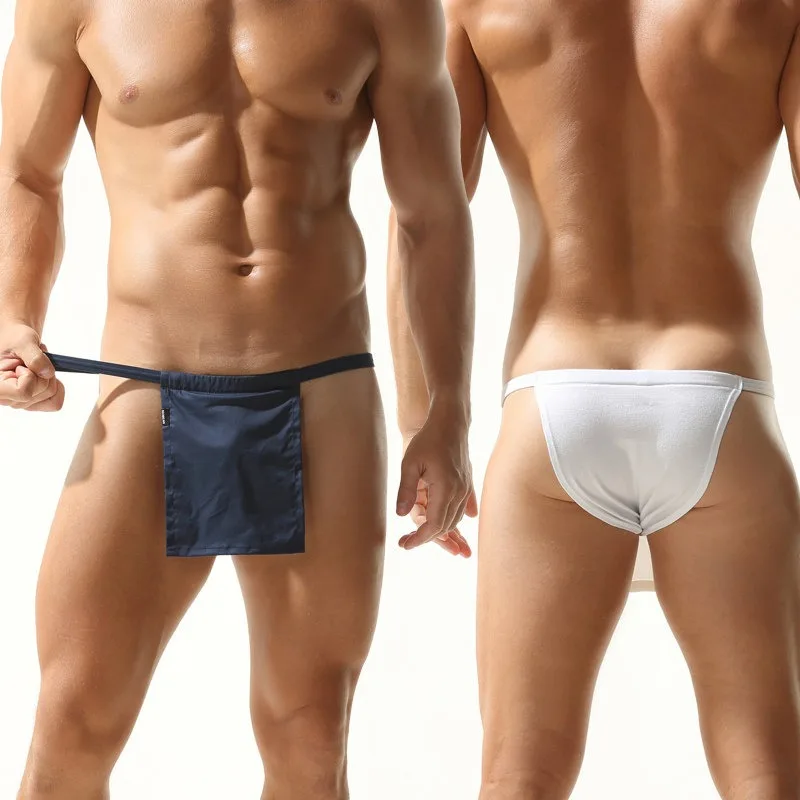 Seobean Men Traditional Japanese Fundoshi Underwear Solid Color Loincloth T-back Thong G-string Breathable Male Lingerie Panties