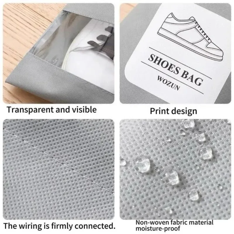 5Pcs Shoes Storage Bag Closet Organizer Non Woven Travel Portable Bag Waterproof Pocket Clothing Classified Draw Hanging Bags
