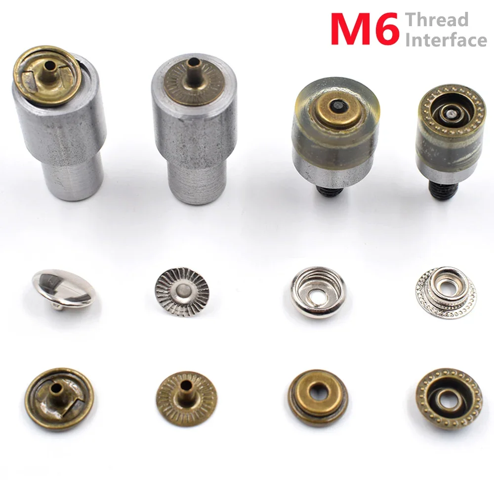 1set M6 Thread Interface Mold &50sets buttons with 12.5mm/15mm.Metal snap rivet mold. Button to install the tool.