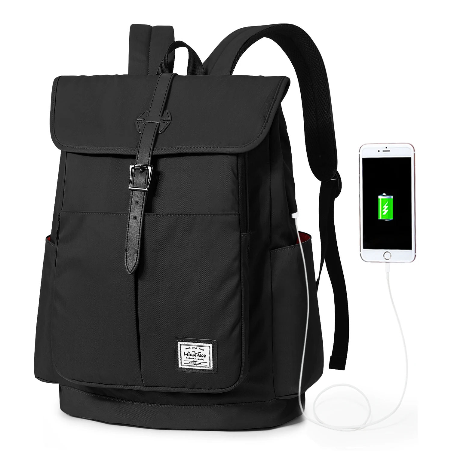 Mochila de Viagem Impermeável para Homens, Mochila de Negócios com USB, Grande Capacidade, 15.6 Laptop, Moda