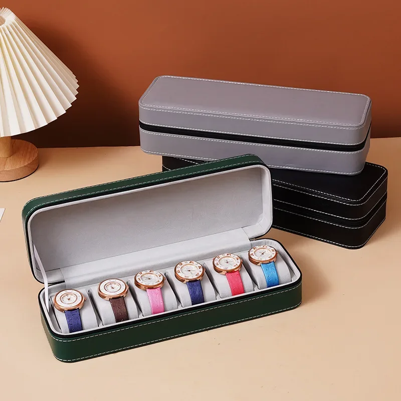 صندوق ساعة كلاسيكي من البولي يوريثان 2/3/4/5/6/10/12 فتحات صندوق منظم لساعة اليد الجلدية