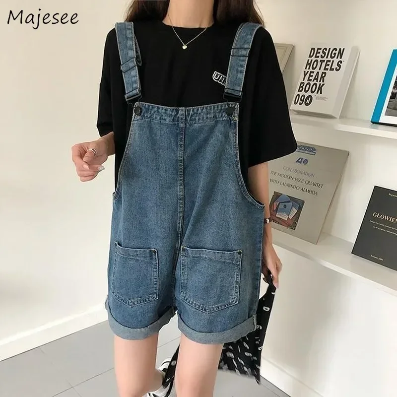 Pagliaccetti Donna Estate Denim Tute Streetwear Vintage Tasche larghe Moda Gamba larga Casual Studenti Donna Ulzzang Chic Nuovo