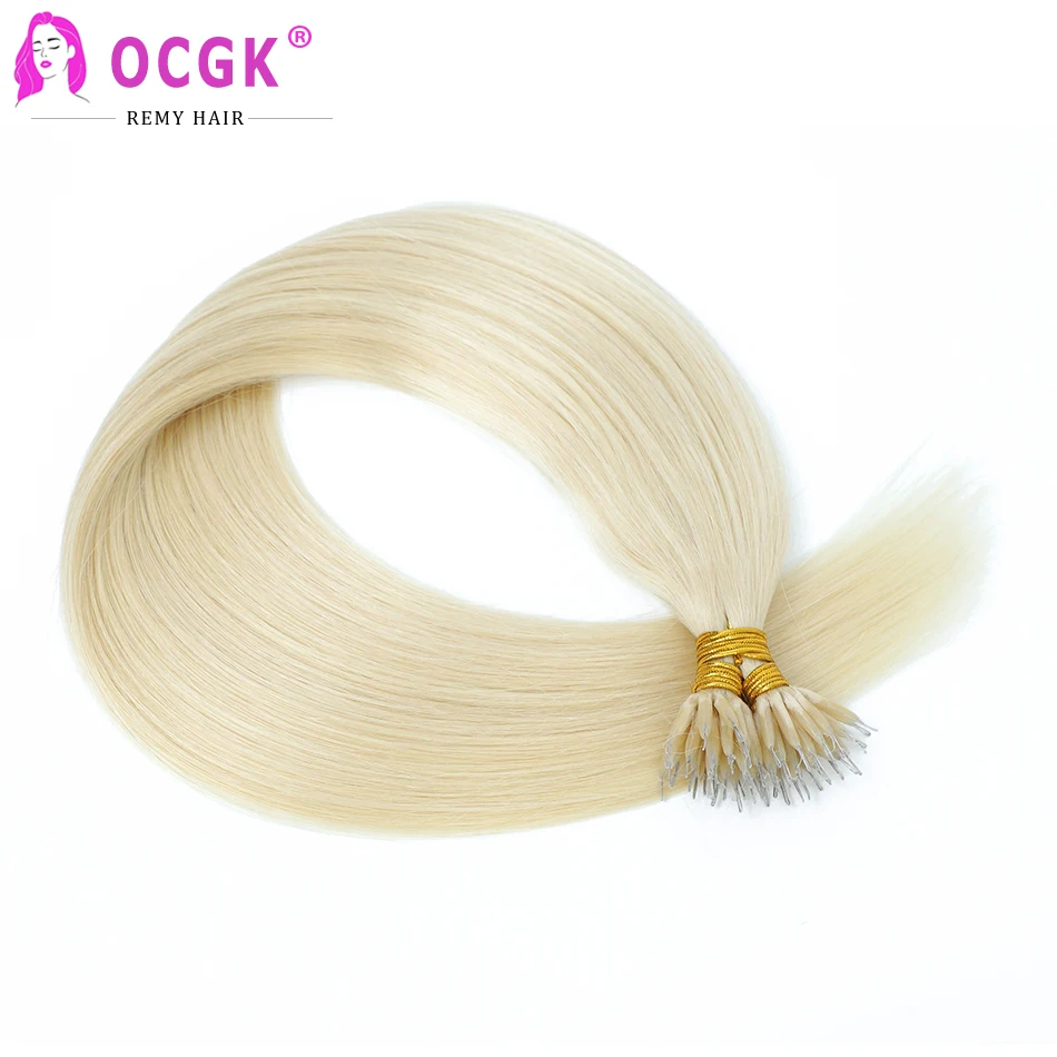 Nano Ring Hair Extensions Human Hair Straight Micro Bead Hair Extensions Micro Loop Human Hair Extensions Micro Ring Extensions