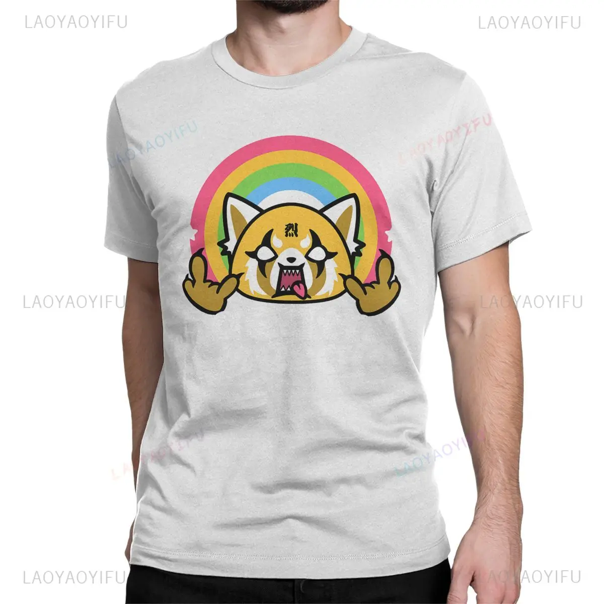 Death Metal Aggretsuko Aggressive Retsuko T Shirt for Men Cotton Short Sleeve Clothes Regular Size Round Collar Tee Shirt