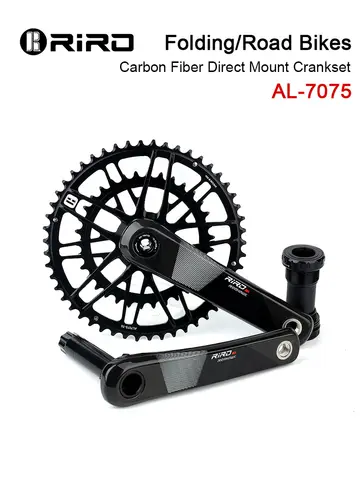 RIRO Carbon Fiber Crank Road Bike 11/12 Speed 50-34/53-39T Direct Mount Bicycle Crankset 170mm 46/48/50/52T Chainring Bike Parts