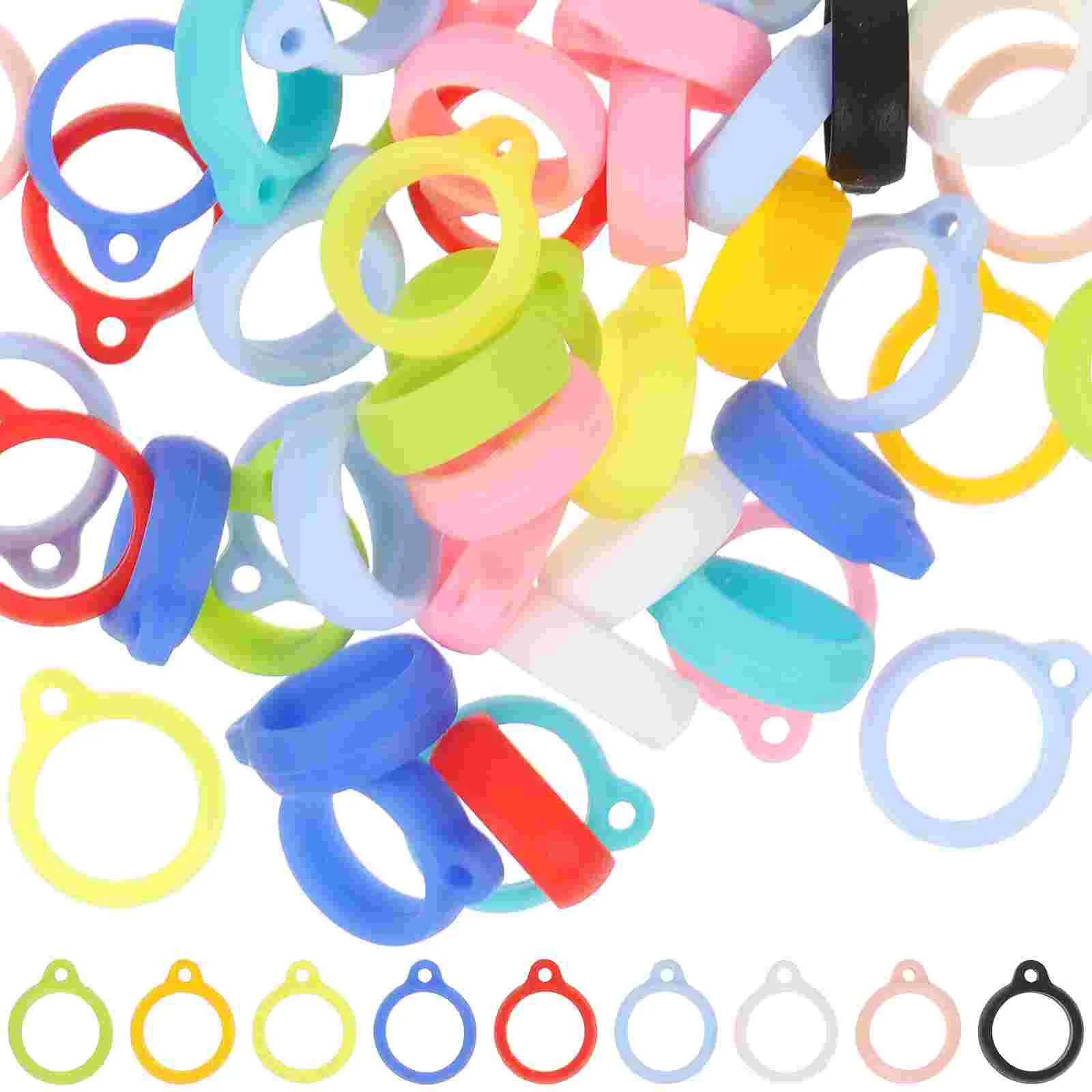 50 Pcs Men Rings Pens for Cellphone Lanyards Scalable Bag Pendants Silica Gel Universal Rope Man Gadget Mobile Decors