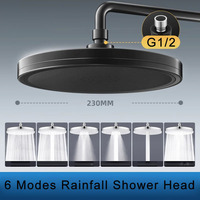 New 6 Modes Rainfall Shower Head Bathroom High Pressure Top Rain Shower Heads Shower Faucet Accessories Gun Grey/Black/Silver