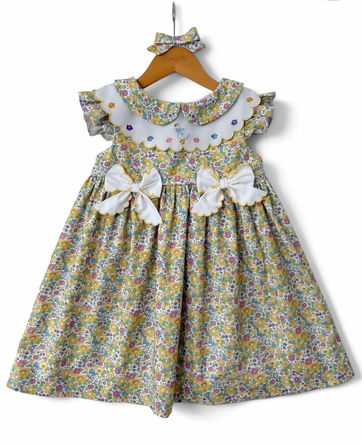 Baby Girl Floral Print Dress Short Long Sleeve Princess Party Dress With Hair Bow for Birthday Party Casual B683